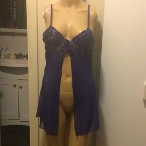 Women’s sexy blue camisole teddy cami lace dress